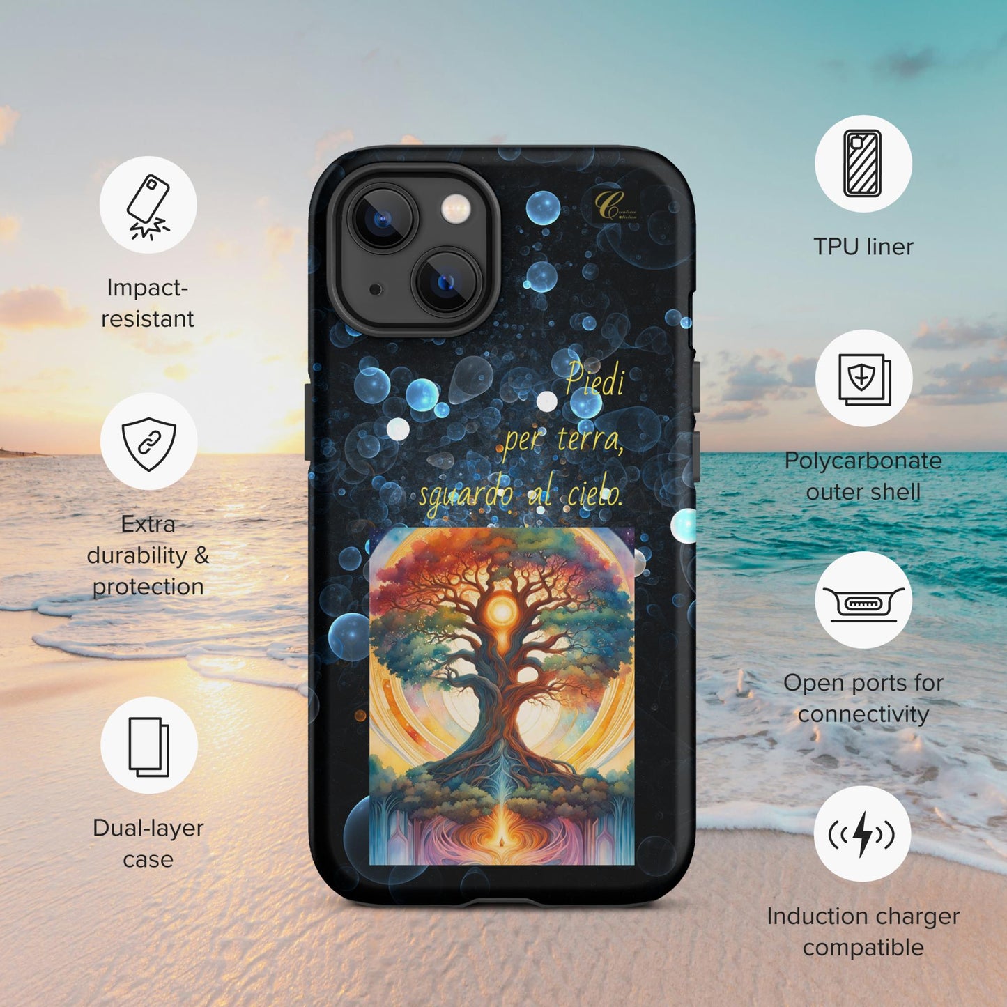 Cover iPhone rigida bolle blu