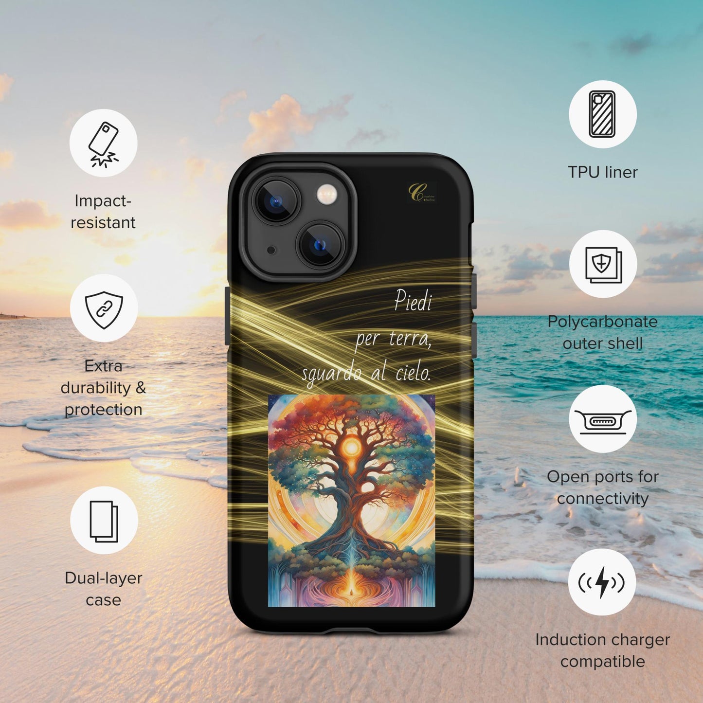 Cover iPhone rigida oro nero