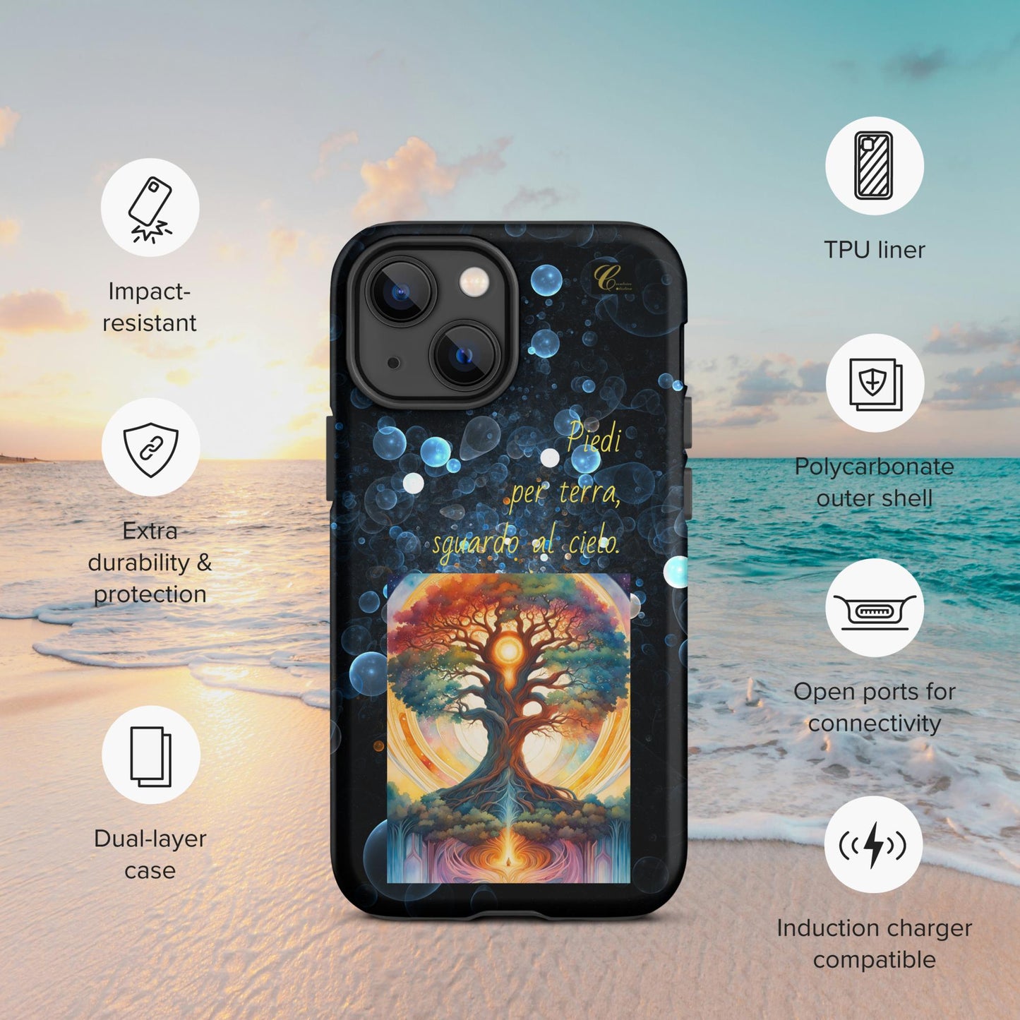 Cover iPhone rigida bolle blu