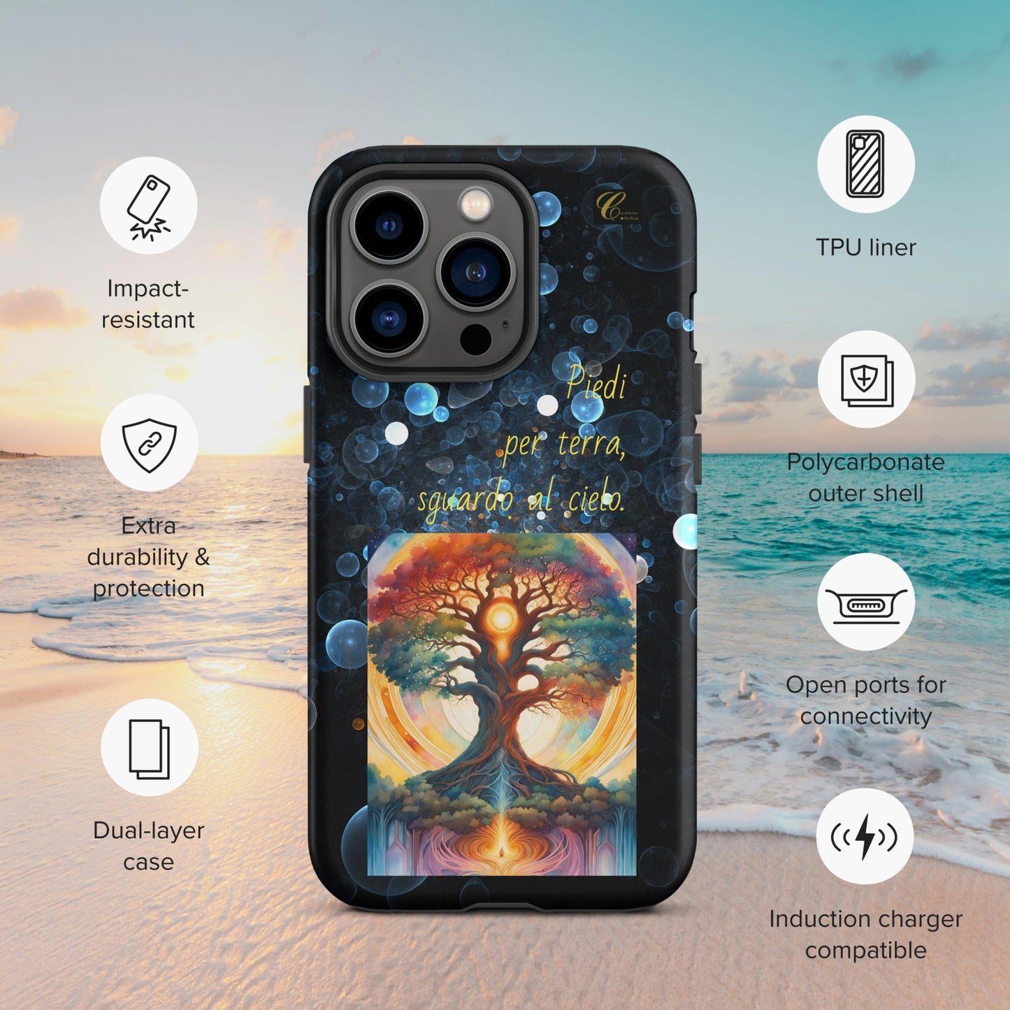 Cover iPhone rigida bolle blu