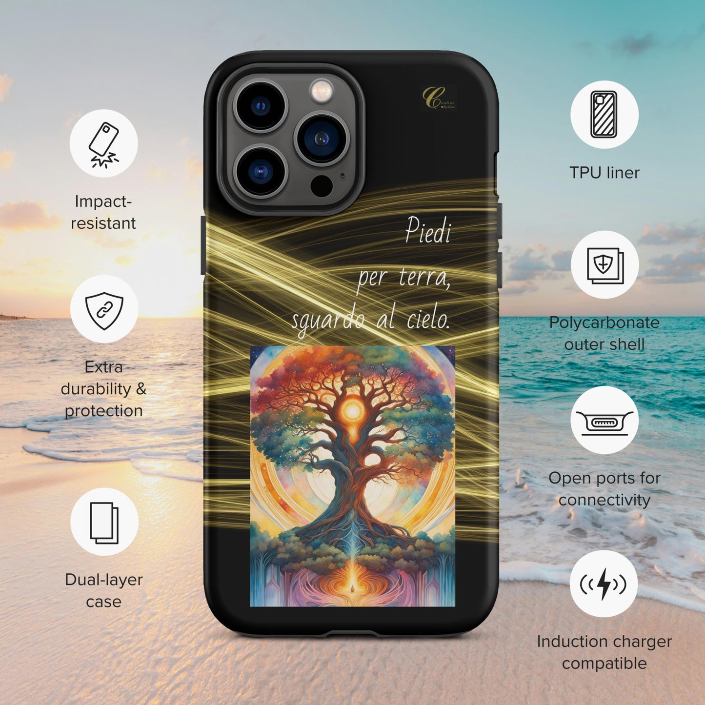 Cover iPhone rigida oro nero