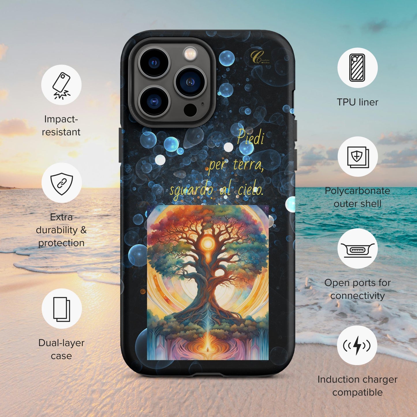 Cover iPhone rigida bolle blu