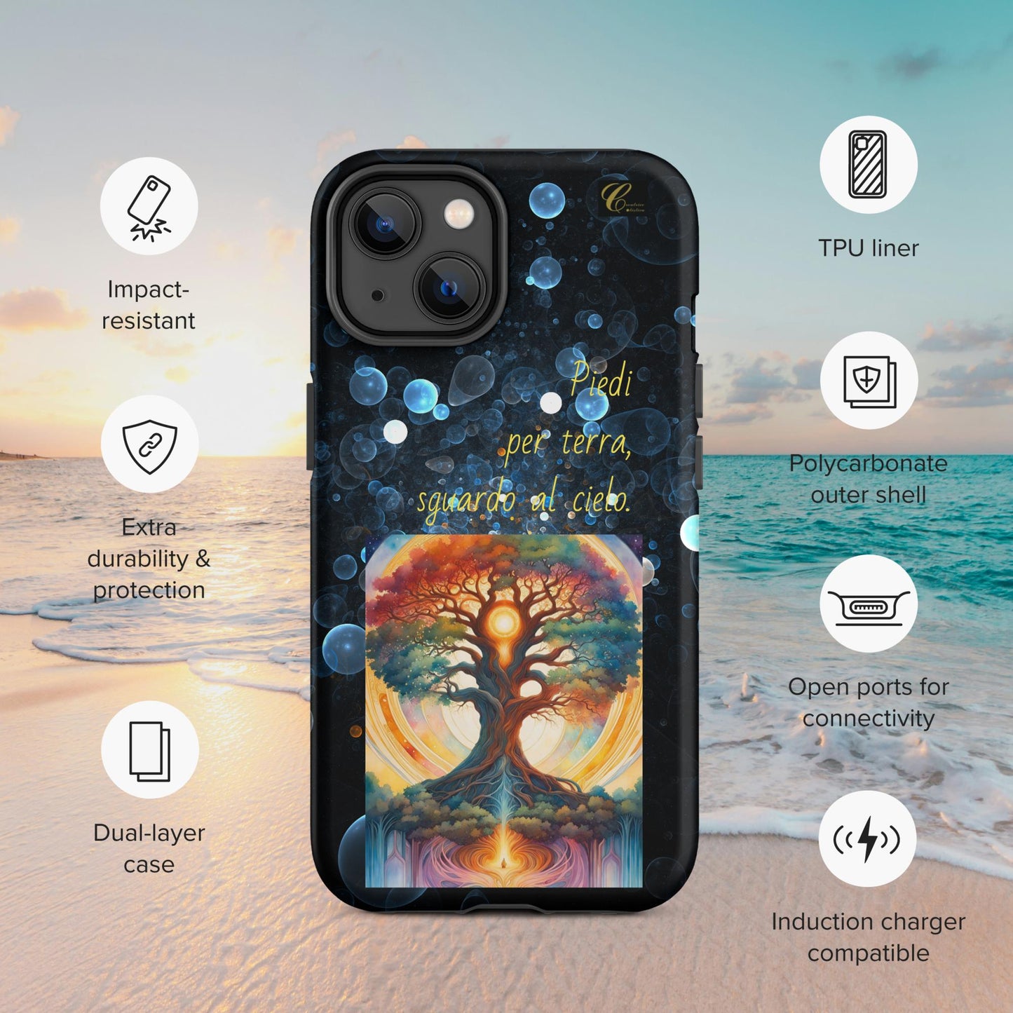 Cover iPhone rigida bolle blu