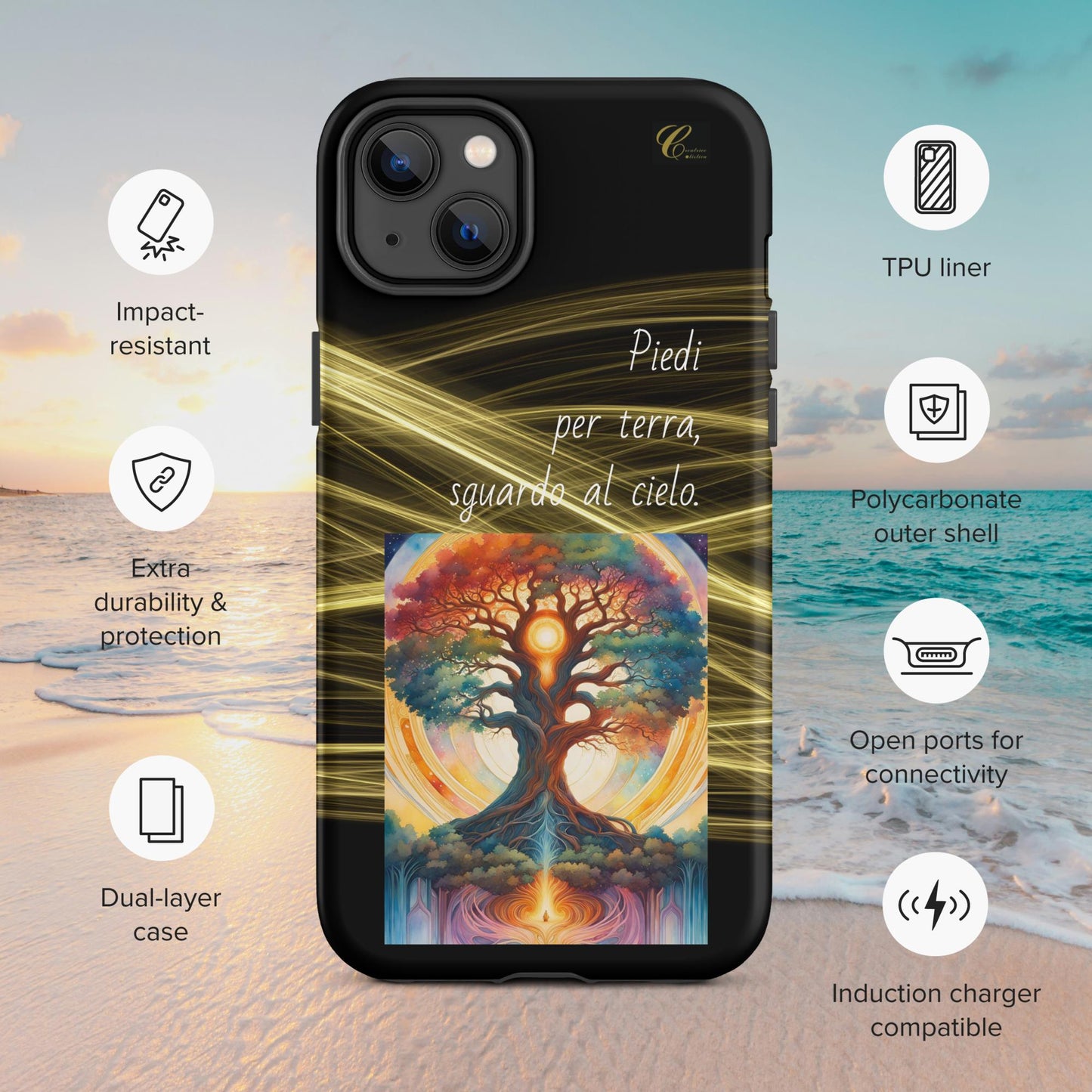 Cover iPhone rigida oro nero