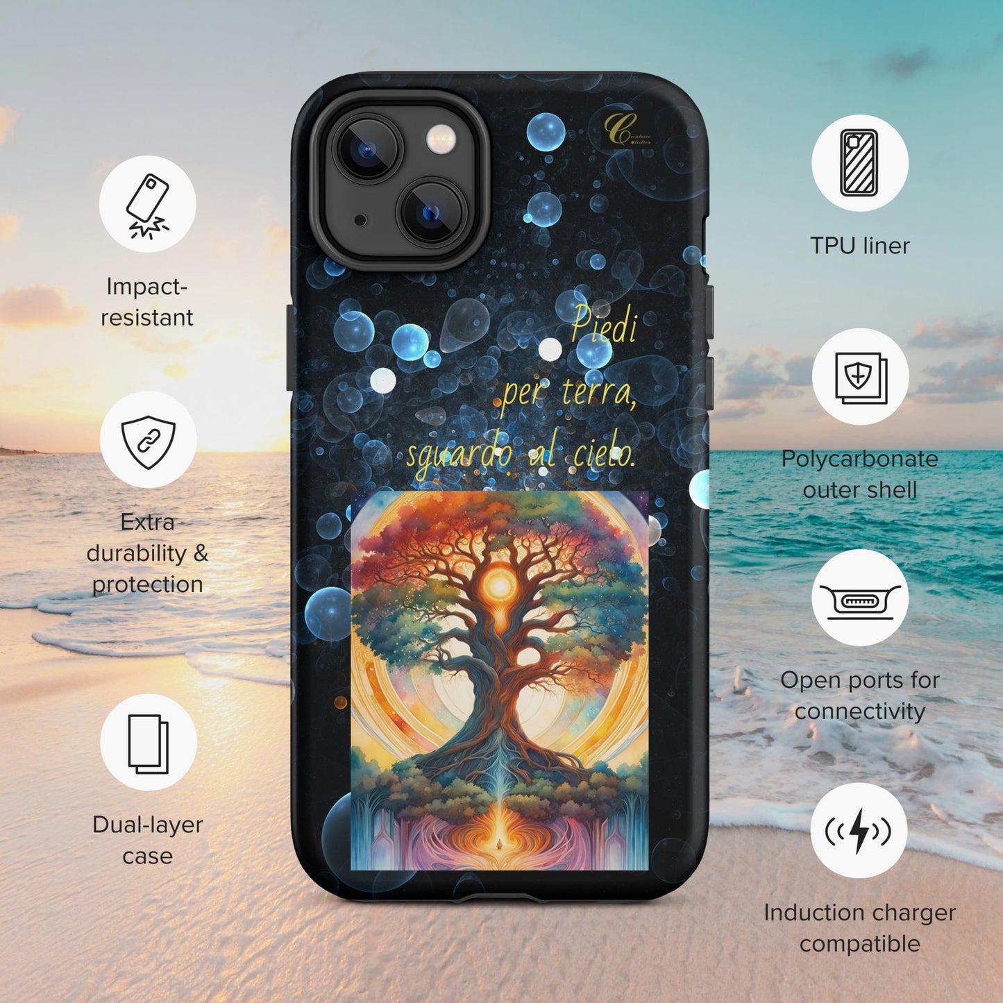 Cover iPhone rigida bolle blu