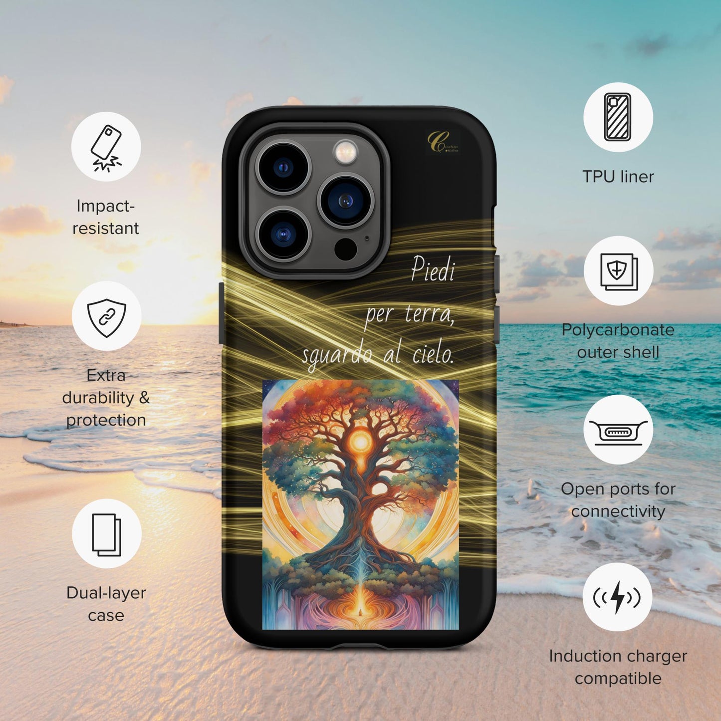 Cover iPhone rigida oro nero