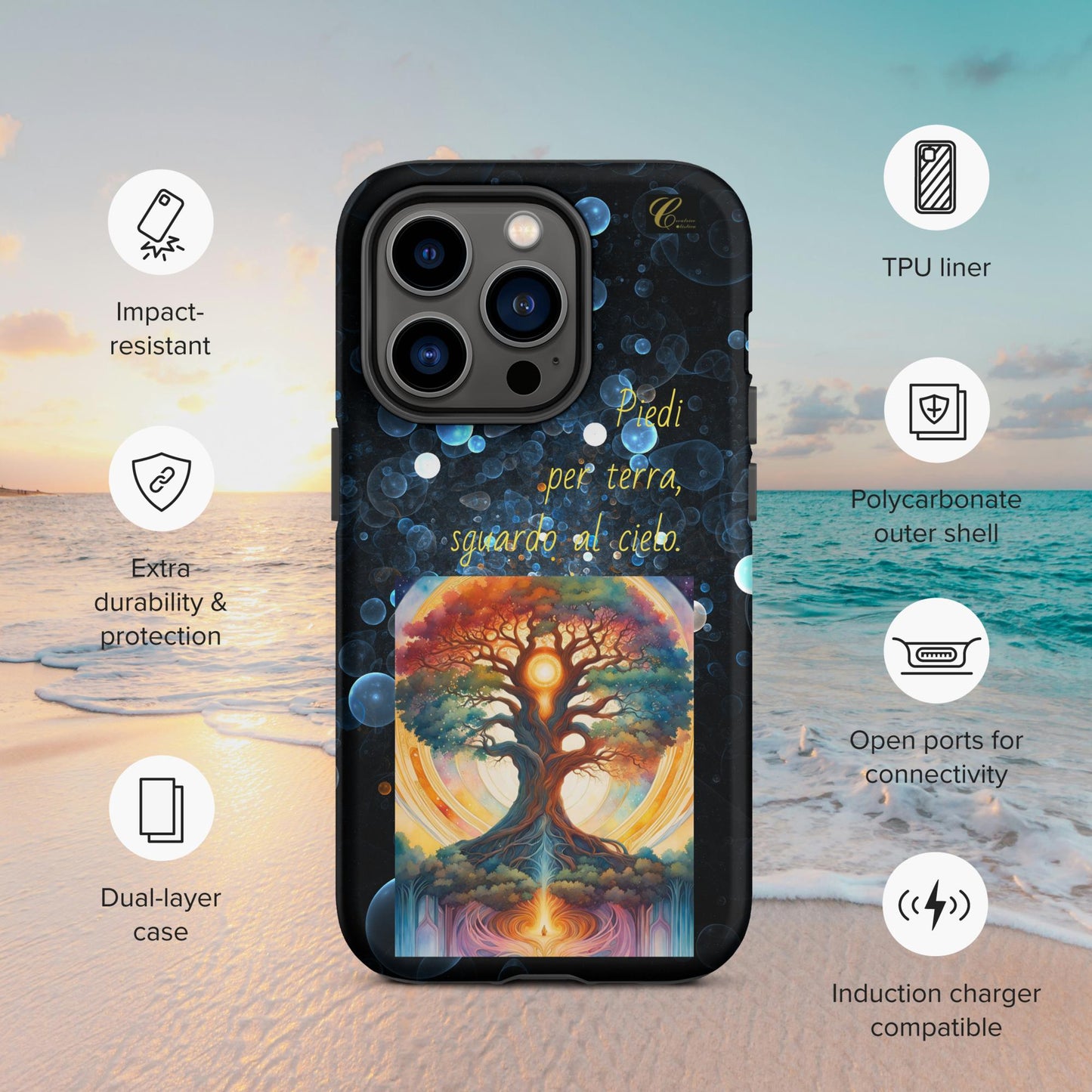 Cover iPhone rigida bolle blu