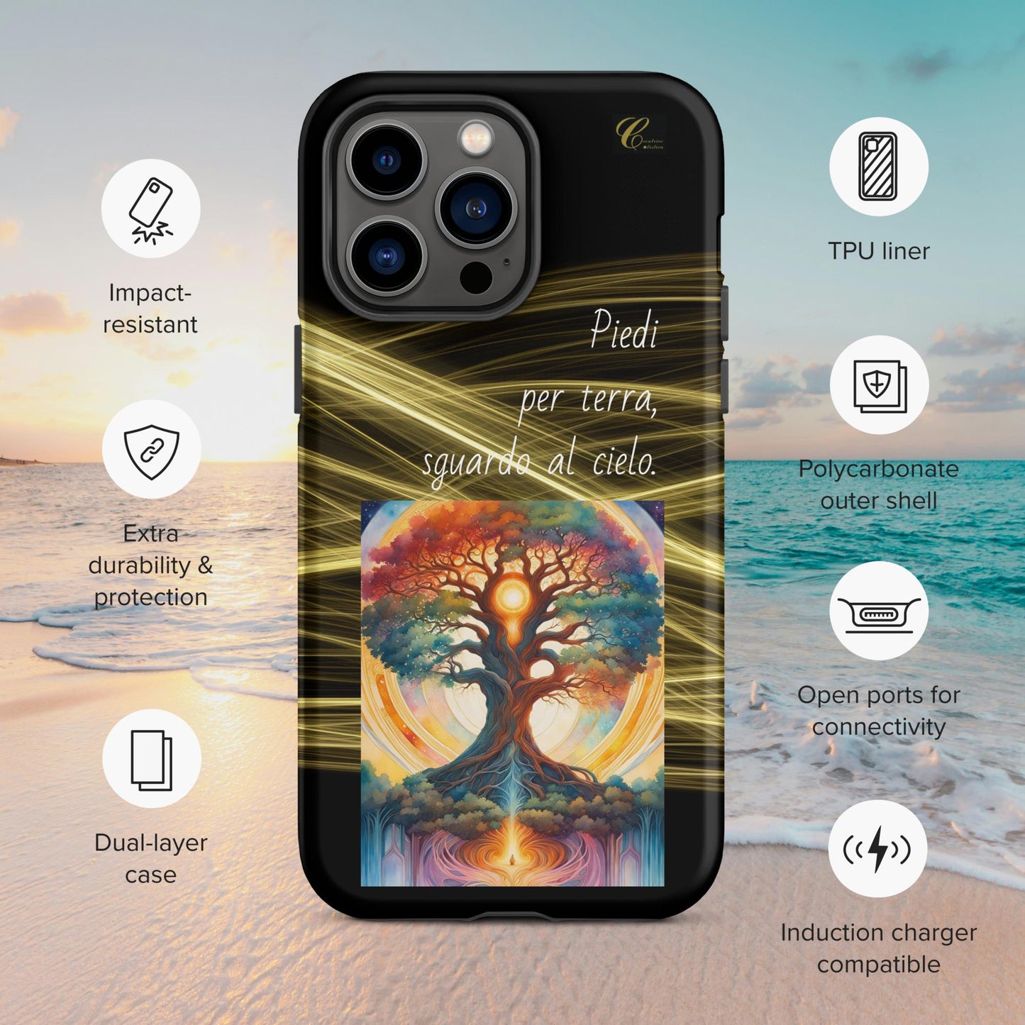 Cover iPhone rigida oro nero