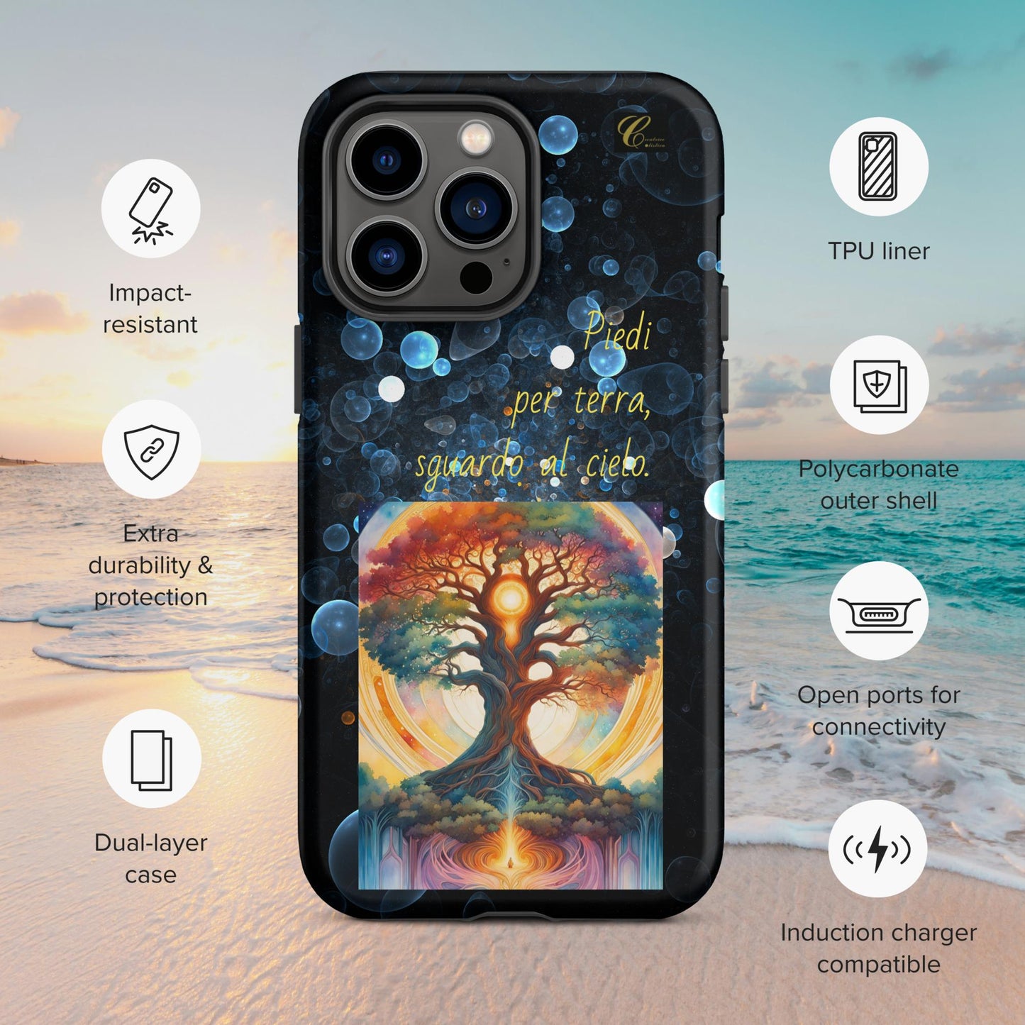 Cover iPhone rigida bolle blu