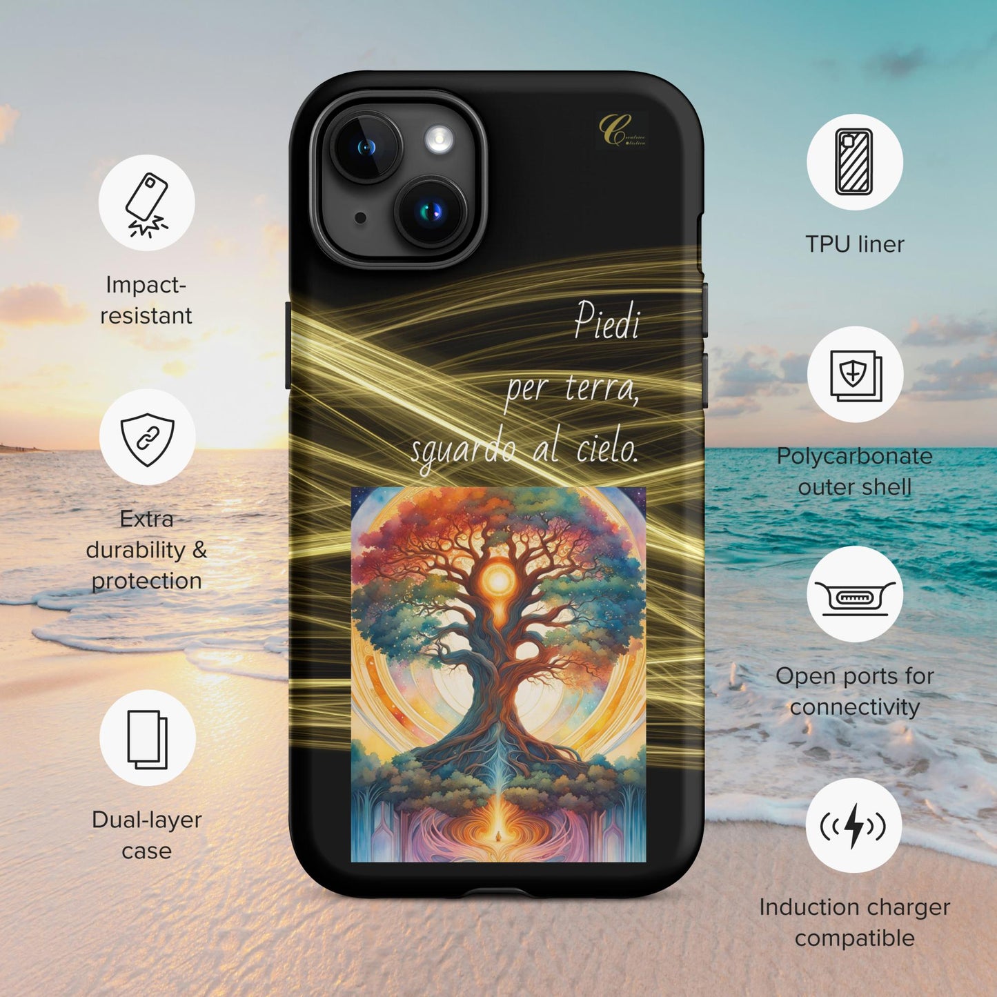 Cover iPhone rigida oro nero