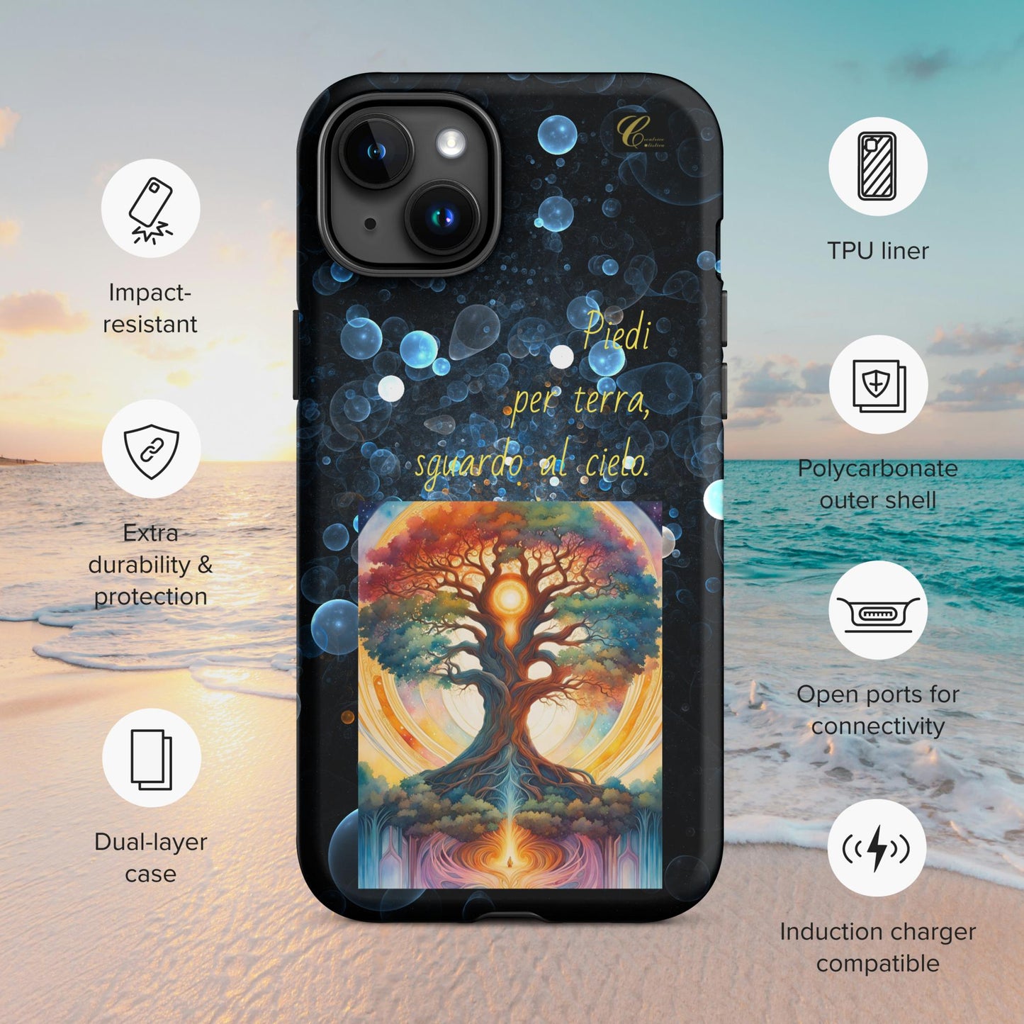 Cover iPhone rigida bolle blu