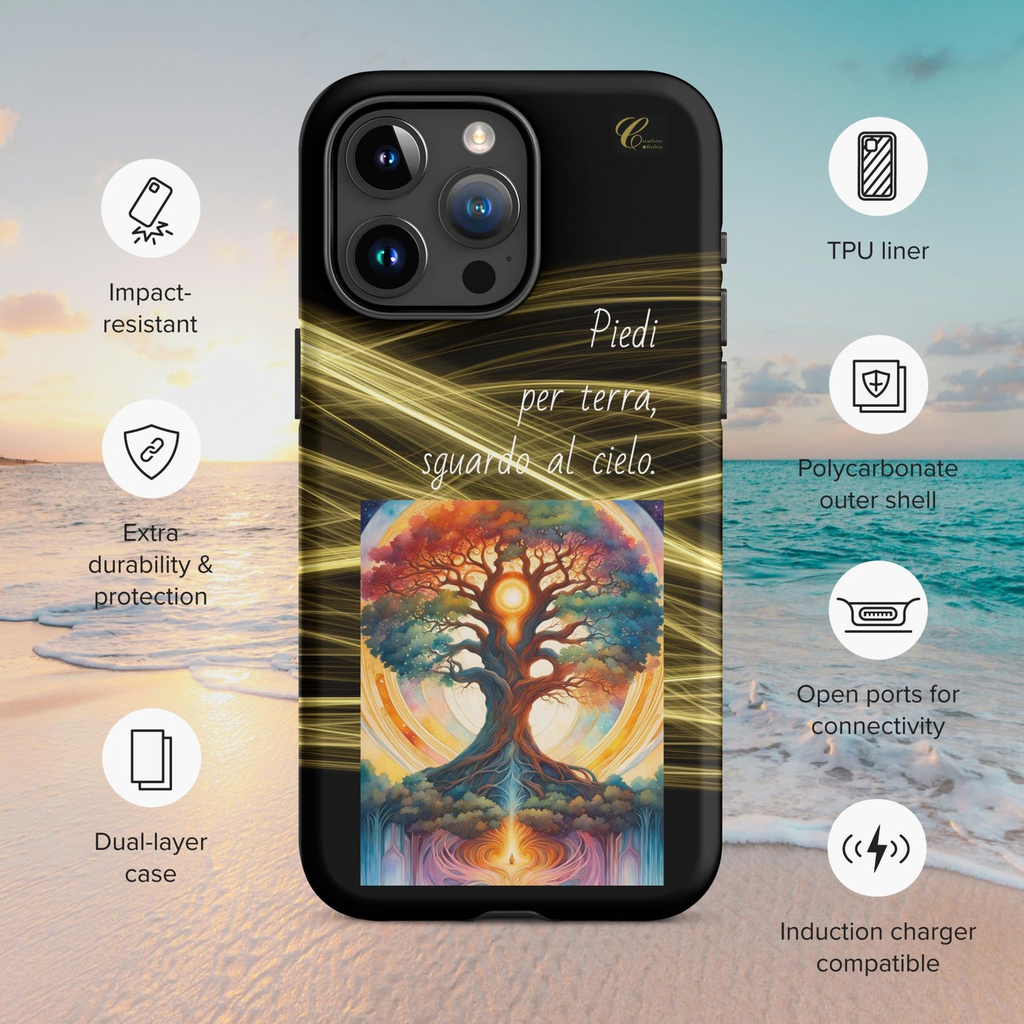 Cover iPhone rigida oro nero